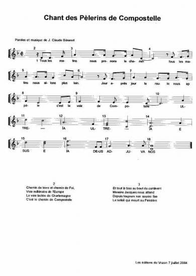 Partition du chant des pelerins